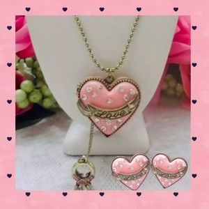 SET BEAUTIFUL HEART PENDANT LOCKET